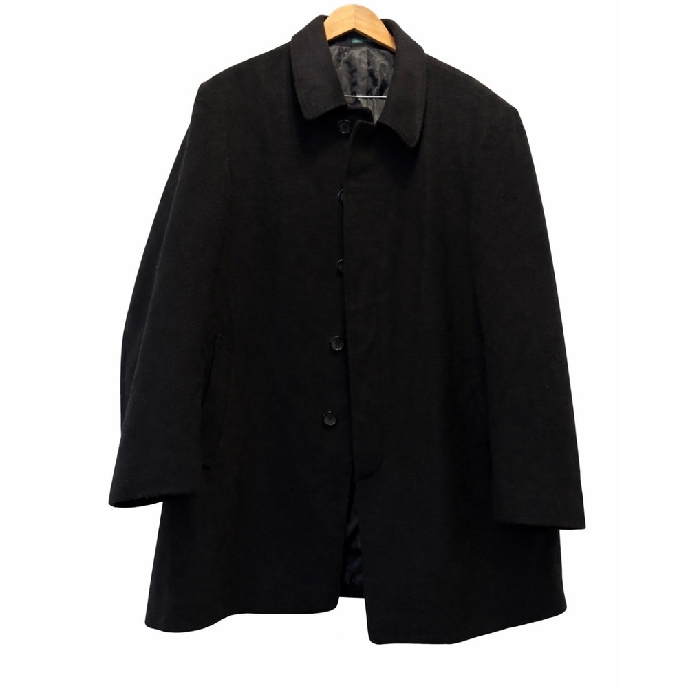 Ralph Lauren Men's Wool‎ Black Trench Coat 48R Quiet Luxury Well-made Preppy